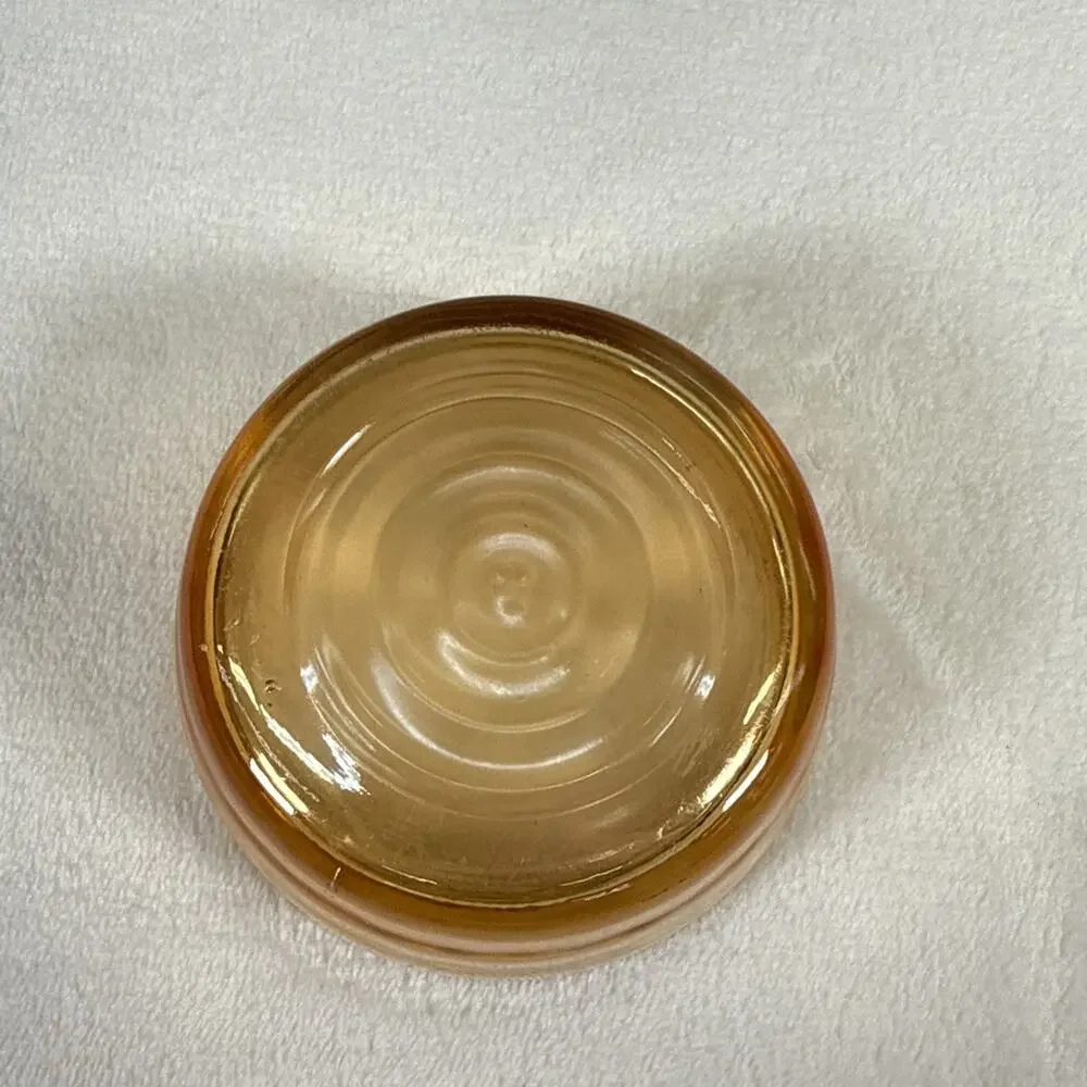 Vintage Jeanette Glass Iridescent Peach Lustre Poodle Dresser Box 6 1/2